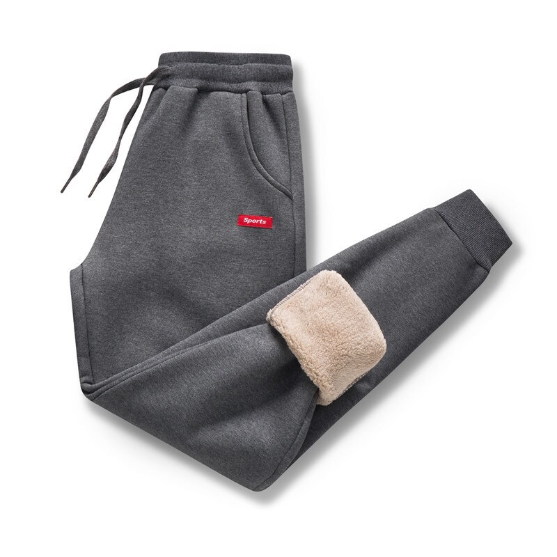 Heren winter warme fluwelen broek joggingbroek streetwear casual potlood linnen heren broek dikker fleece joggingbroek trekkoord broek 4xl: M / Grijs -665