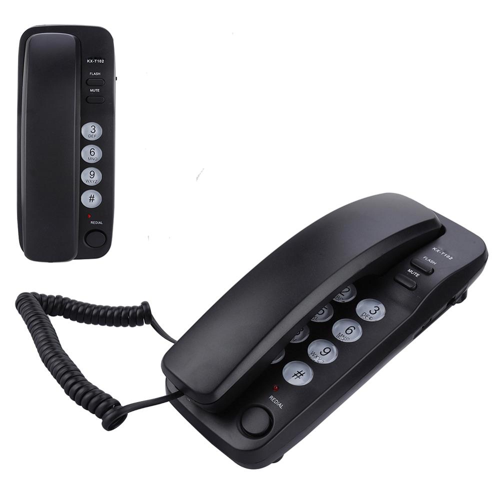 Portable Mini Phone Wall Mount Telephone Landline Extension for Home Family Hotel Black