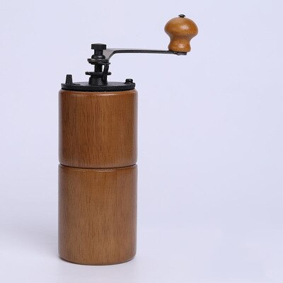 Klassisk træ manuel kaffekværn hånd rustfrit stål retro kaffe krydderi mini burr mølle med høj keramisk millston: H
