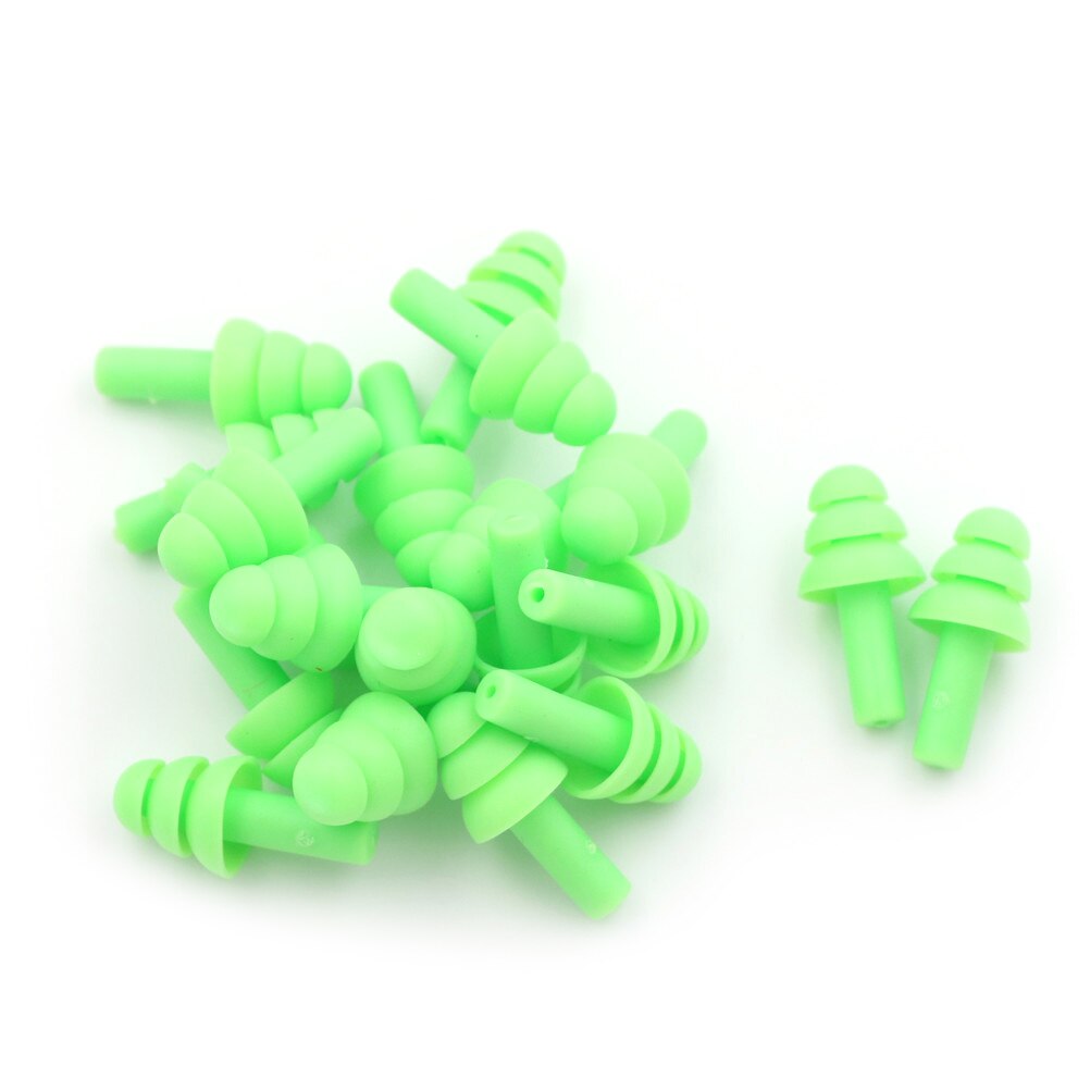 Tapones de silicona blanda para los oídos, para los oídos, para el estudio, para dormir, nadar, deportes acuáticos, cómodos, 10 pares: green