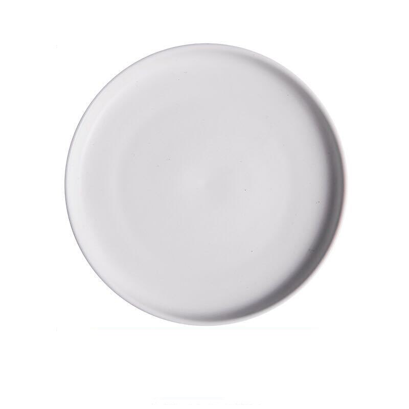 1Pc Keramische Diner Platen Rundvlees Vlakke Plaat Servies Ronde Effen Kleur Dessert Eenvoudige En Creatieve Salade Cutter Gerechten: WHITE / 10 inches