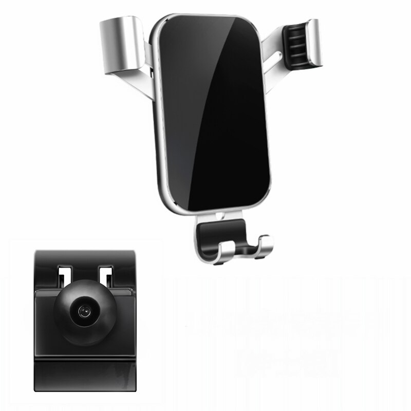 Houder Voor Mitsubishi Eclipse Cross Plastic Legering Carbon Auto Bracket Mobile Phone Holder Air Vent Mount Stand: silver