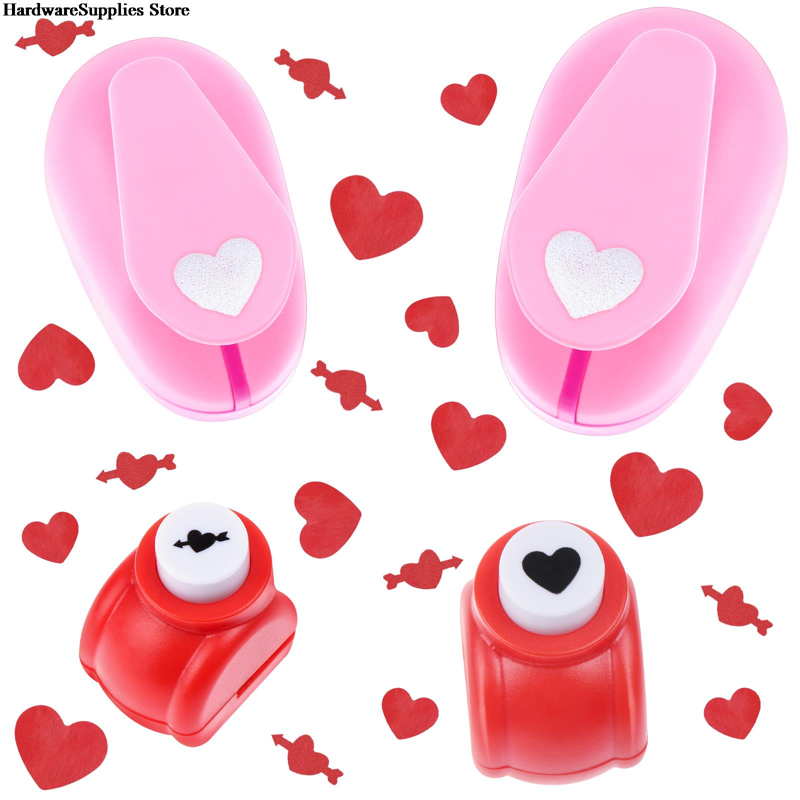 4pcs Heart Shape Paper Punch Craft Paper Hole Punch 0.9 Inch 0.6 Inch Scrapbooking Border Punchers Embossing