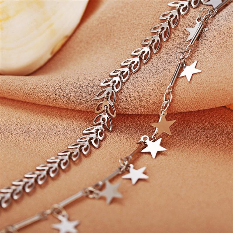 2Pcs di Modo di Stelle Del Pendente Della Decorazione Calzino Bracciali Dainty A Strati Cavigliere Stelle Piede Per Le Donne Accessori Dei Monili Della Ragazza