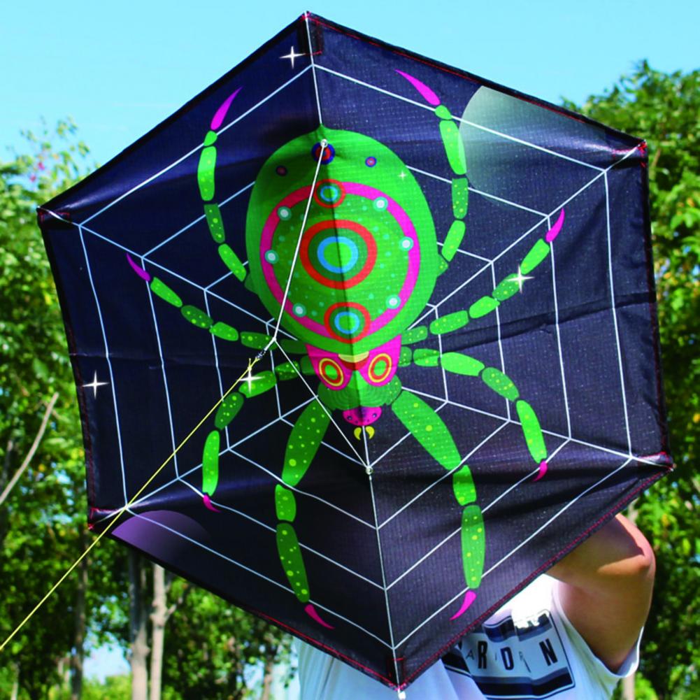 Nützlicher, sechseckiger drachen mit spinnenmuster für den außenbereich, windbeständiges spinnennetz