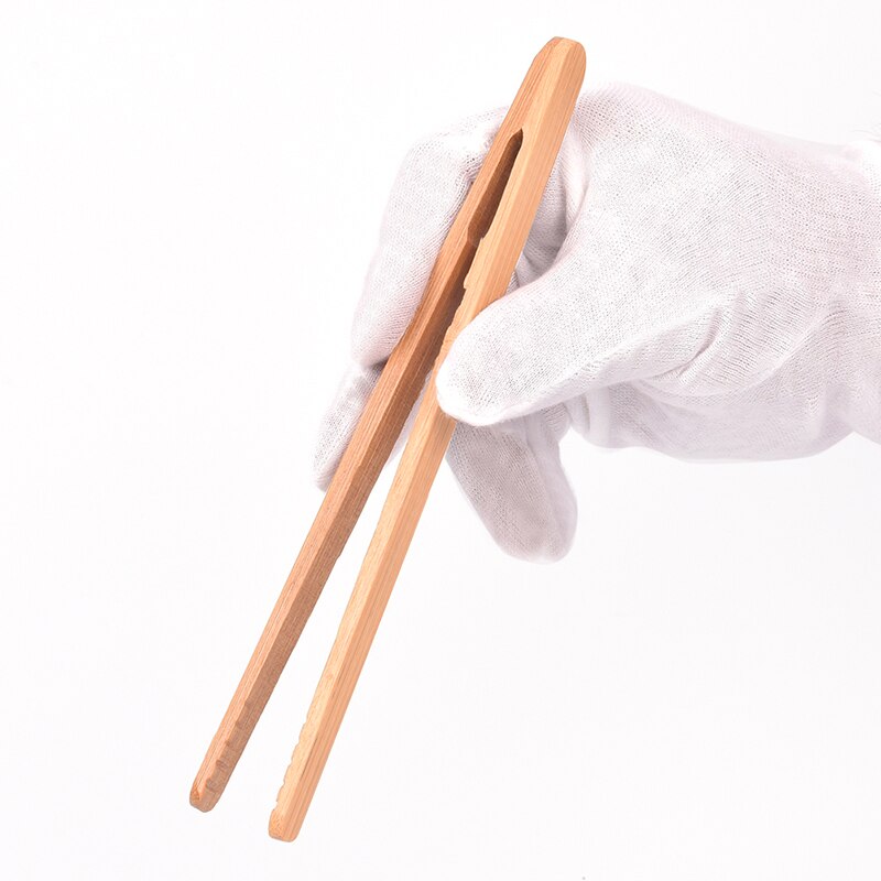 1Pcs 18Cm Bamboe Pincet Thee Gebruiksvoorwerp Pincet Thee Clips Hout Kleur Geweven Bamboe Kongfu Keuken Salade Voedsel Toast