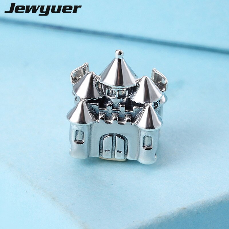 925 sterling zilveren fijne sieraden Kasteel bedels met gouden Kroon fit zilveren kralen armbanden ketting diy maken Memnon GD027