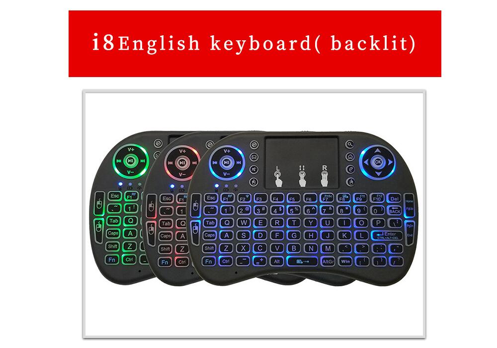 i8 Mini Keyboard 2.4GHz Wireless Keyboard Air Fly Remote Control Беспроводная клавиатура Hebrew English Russian Spanish Arabic: English