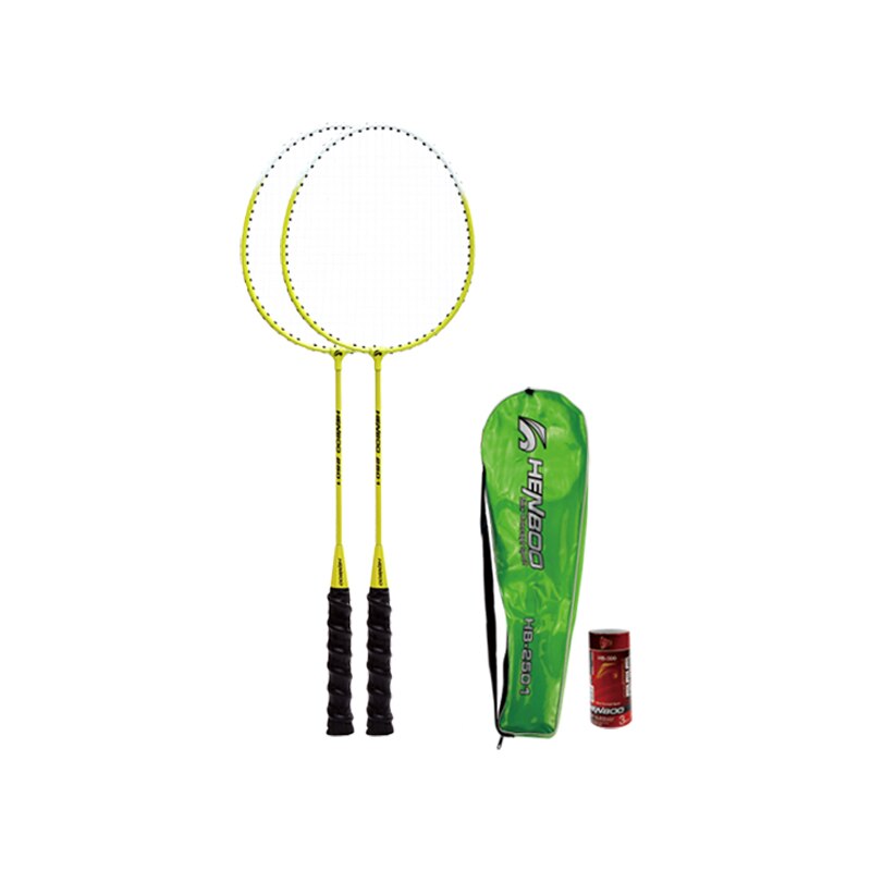 HENBOO Badminton Racket Set Family Double Iron Alloy Badminton Racket Lightest Durable Standard Use Badminton 2301: Green