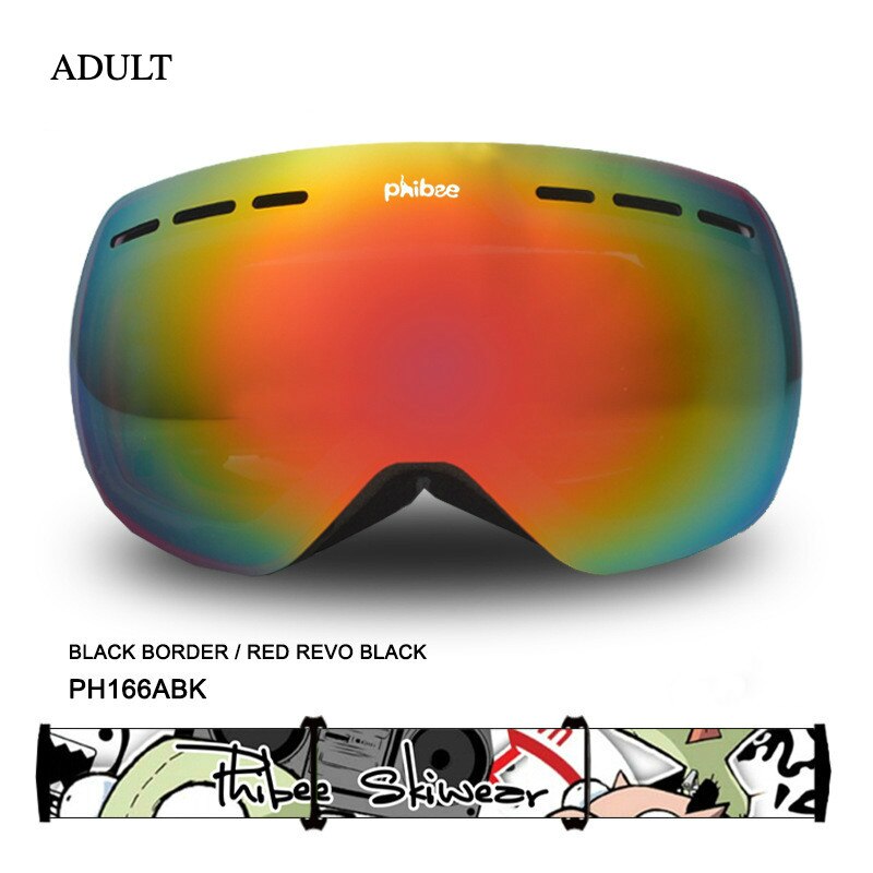 Skibrillen heren dames kinderen brillen snowboard anti-condens grote skimasker sneeuwbril skiën dubbel  uv400 bescherming buitensport: Ph166 abk