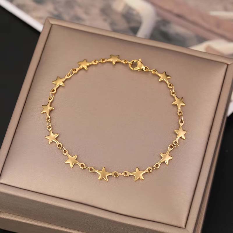 Roestvrijstalen metalen sterrenkettingarmbanden voor mannen en vrouwen, goud- en zilverkleurige pentagramhangerarmband sieraden