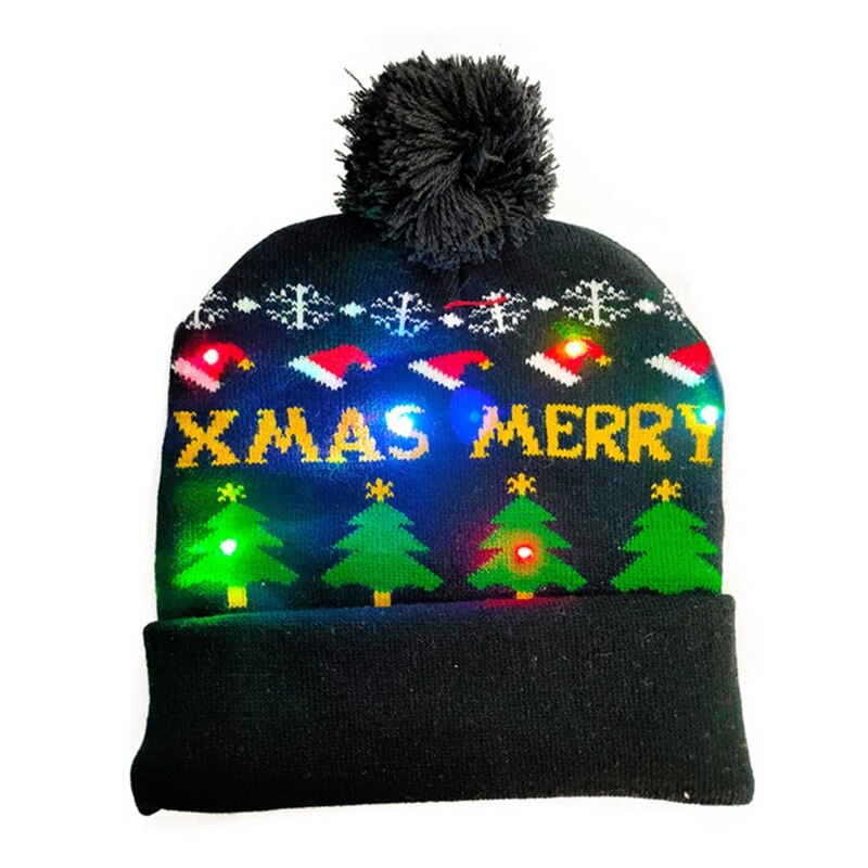 Neuheit LED Licht hoch Weihnachten Mütze Hütte Karikatur Santa Rentier Schneemann Gestrickte Hässliche zur Seite fahren Warme Schädel Kappe