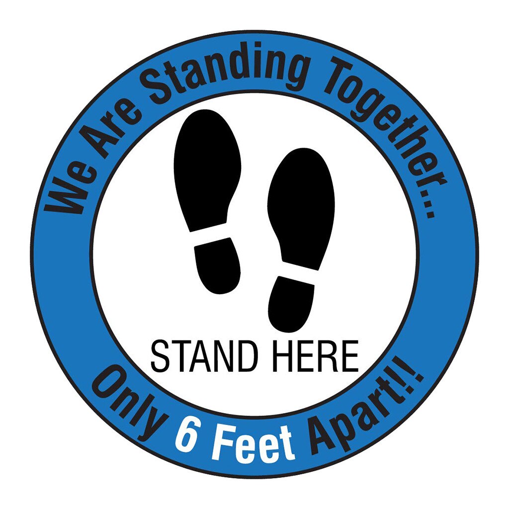 Ground sign Isolated label 30CM Stand Here Floor Sign Decal Sticker Keep 6ft in Between Distance Marker Floor