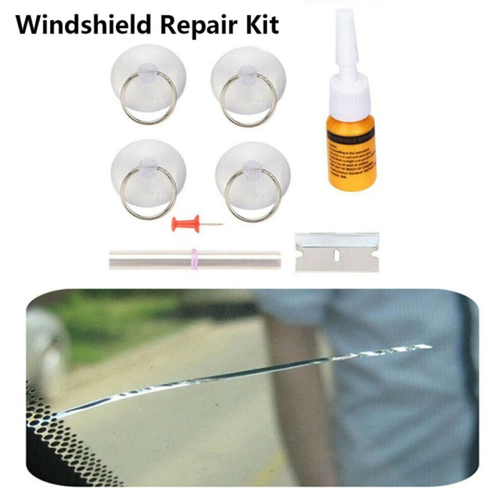 8pcs Universal Car Window Glass Repair Fluid Kit Windshield DIY Scratch Crack Restore Tool Accessories