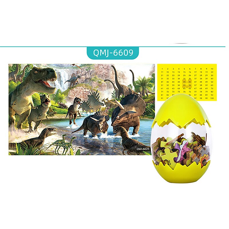 60pcs Wooden Christmas Dinosaur Puzzle Toy Dinosaur Egg Packaging 3D Mini Puzzle Board Decoration Toy: 660