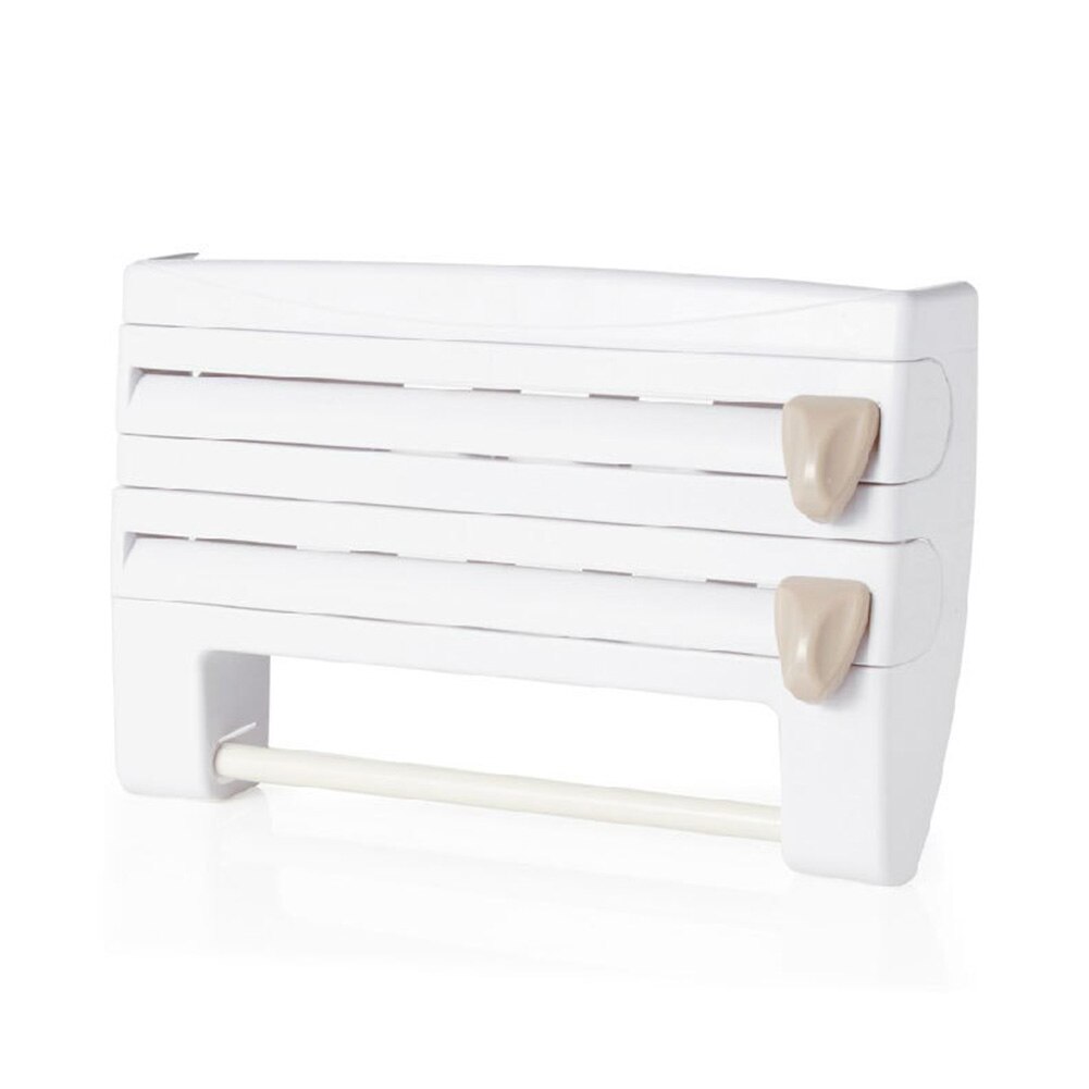 Wandmontage Keukenrek met Papieren Handdoekhouder en Messenopslag – Grijze Keukenwandhouder, 39 x 10 x 24 cm, voor Handdoeken en Messers, Eenvoudige Opslagoplossing voor de Keuken