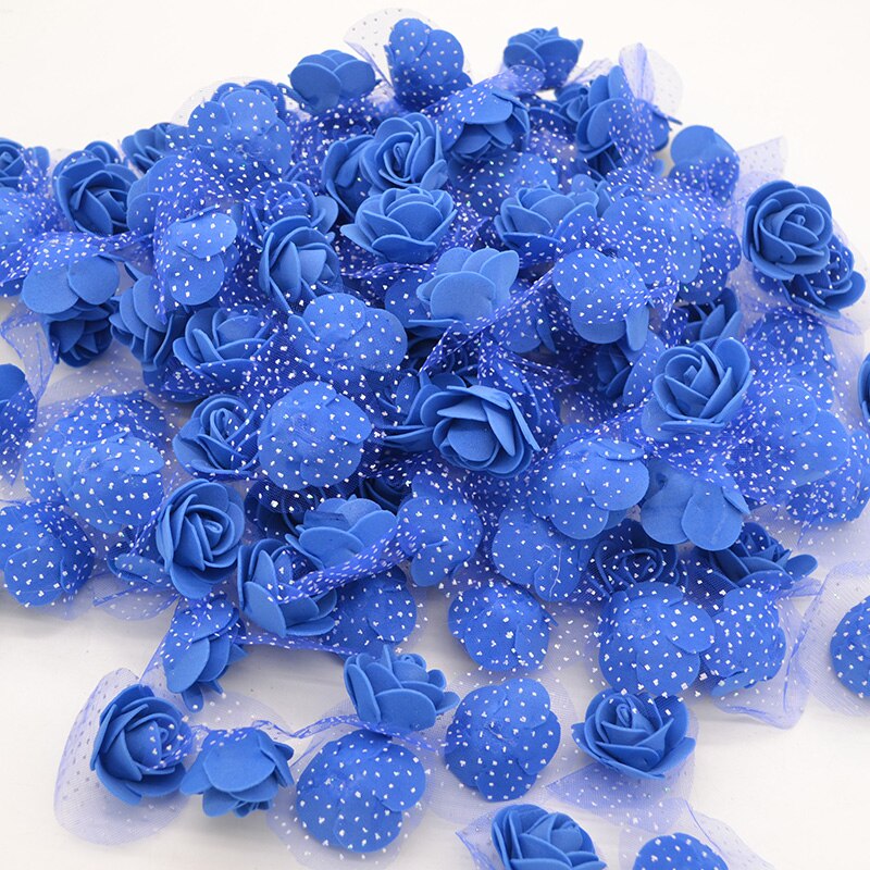 Mini roses en mousse de polyéthylène, 3.5cm, 50 fleurs/lot, têtes de fleurs artificielles, pour décorer un mariage, à la maison, pour l'artisanat