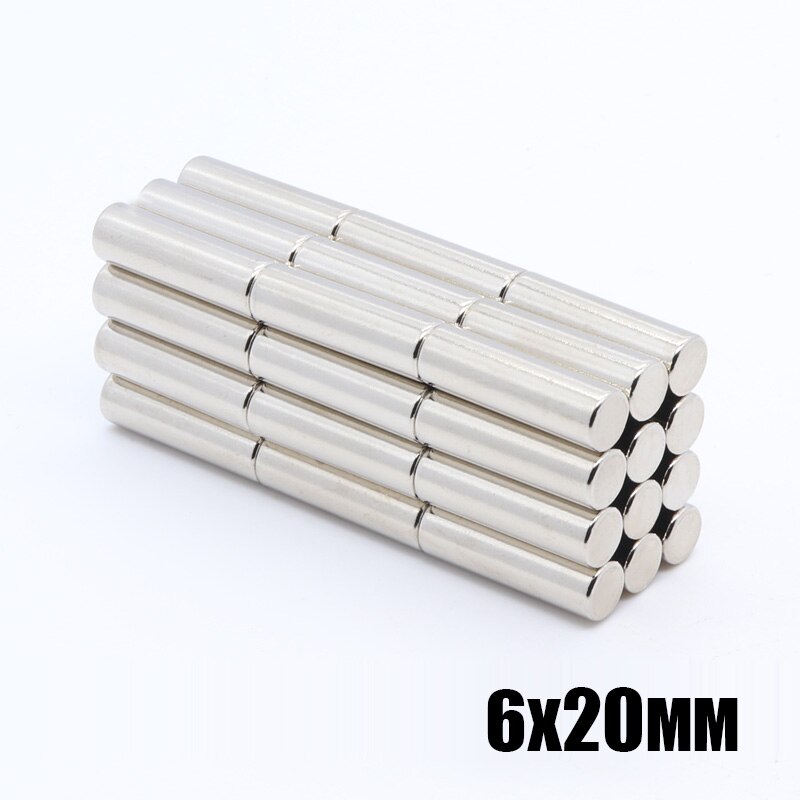 50 stuks 6x20mm sterke ronde lange cilindrische magneten N35 6 mm x 20 mm zeldzame aarde neodymium zeldzame aarde magneet 6*20mm