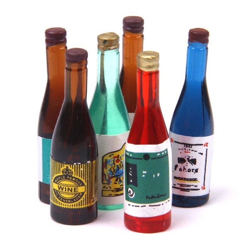 1:12 miniatur Puppe Haus Flaschen Wein 6 Stück spiel