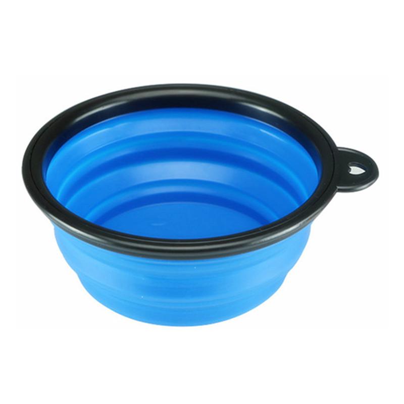 Tazón de silicona plegable para perros y mascotas, recipiente de comida para perros de viaje al aire libre, tazón portátil para mascotas, plato alimentador para mascotas, tazón para agua potable: blue