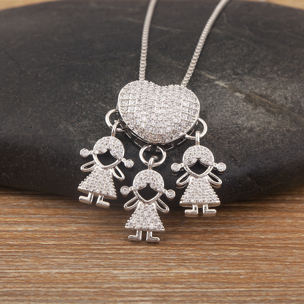 Nidin Trend Son/Daughter Boy/Girl Pendant Necklaces Female Versatile Chain Choker Jewelry Birthday: Platinum Plated