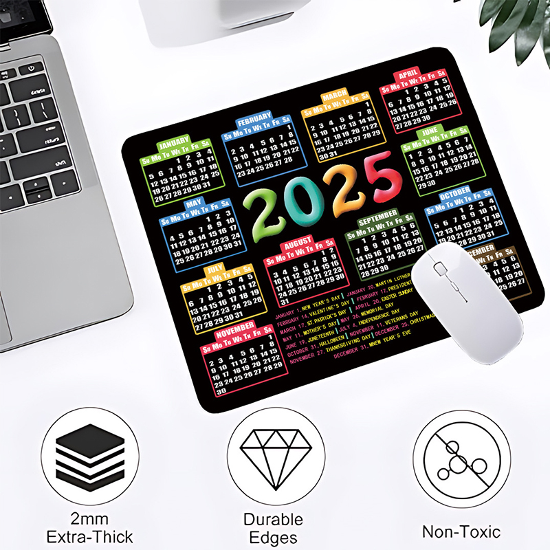 Portable Calendar Mouse Pad Non-Slip Rubber Computers Laptop Mouse Pads Small Office Mousepad Durable Year: WHITE