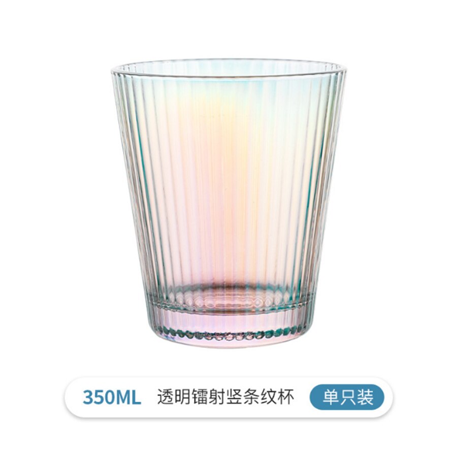 Tre liv ljus lyx nordiska vertikala ränder målade guld dryck juice kopp enkel vatten kopp hushålls kopp vin kopp guld glas: Färgrik