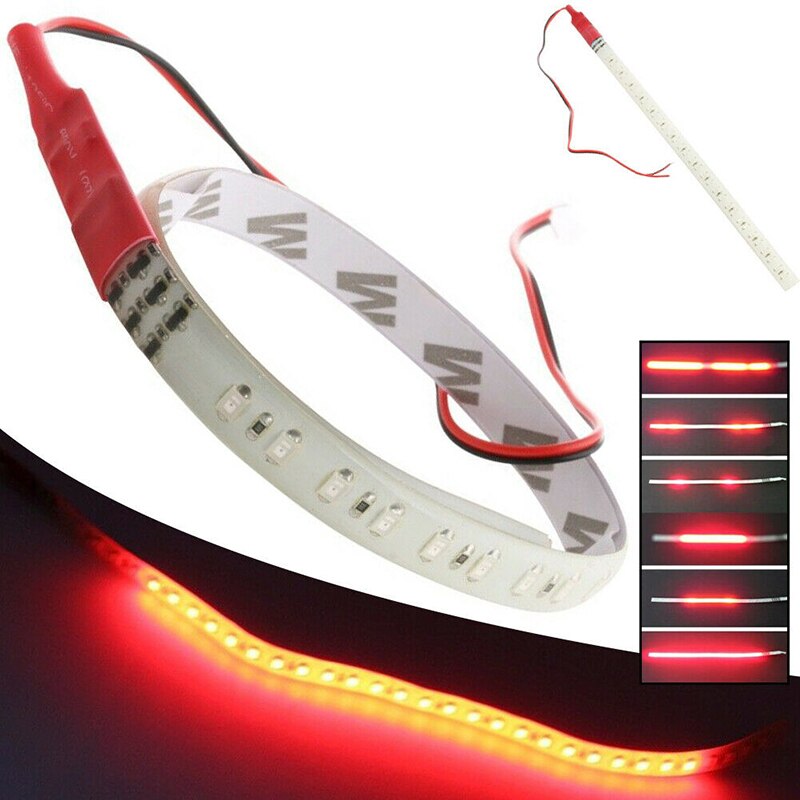 2pcs Car Red 12V Waterproof LED Flexible Light Bar Car Thunder Ranger Light 30CM Car Mid-Net Decorative Light with Red Light