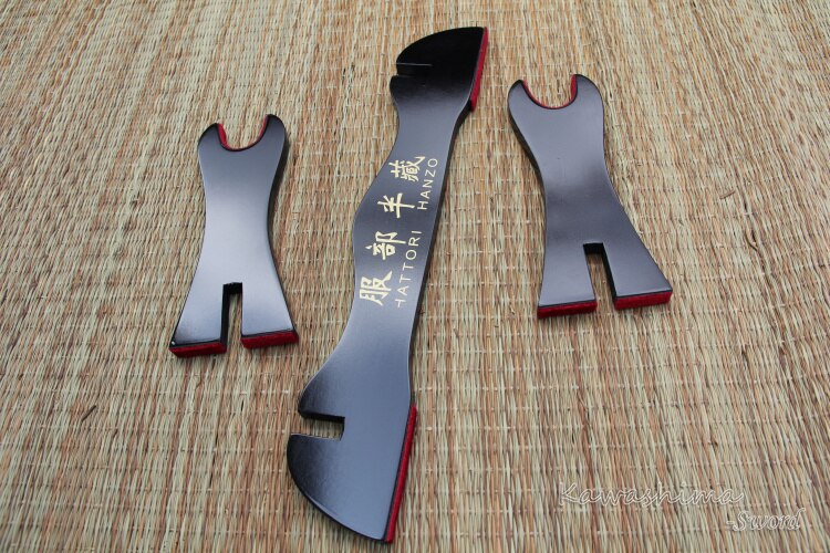 Wooden Sword Display Stand Black Glossy Lacquered-One layer