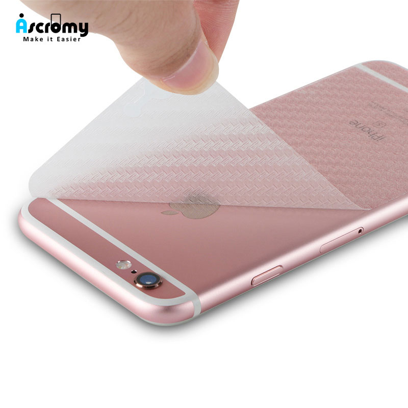 Ascromy-pegatinas de fibra de carbono para iPhone, 10 unidades, para iPhone XS Max, X, XR, 8 Plus, 7, 6, 6S, 5, 5S, SE