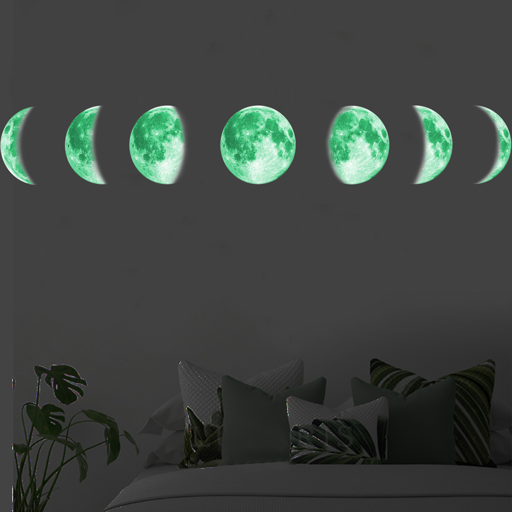 30 Cm Maan Fase 3D Lichtgevende Muursticker Woonkamer Decoratie Glow In The Dark Muurschildering Slaapkamer Art Decals Maan eclipse Stickers