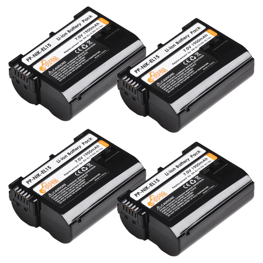 Batería de cámara EN-EL15 EN EL15 EL15A, 3 uds., 1900mAh, Cargador USB LED + para Nikon D500 D600 D610 D750 D7000 D800 D850 D810: 4 battery