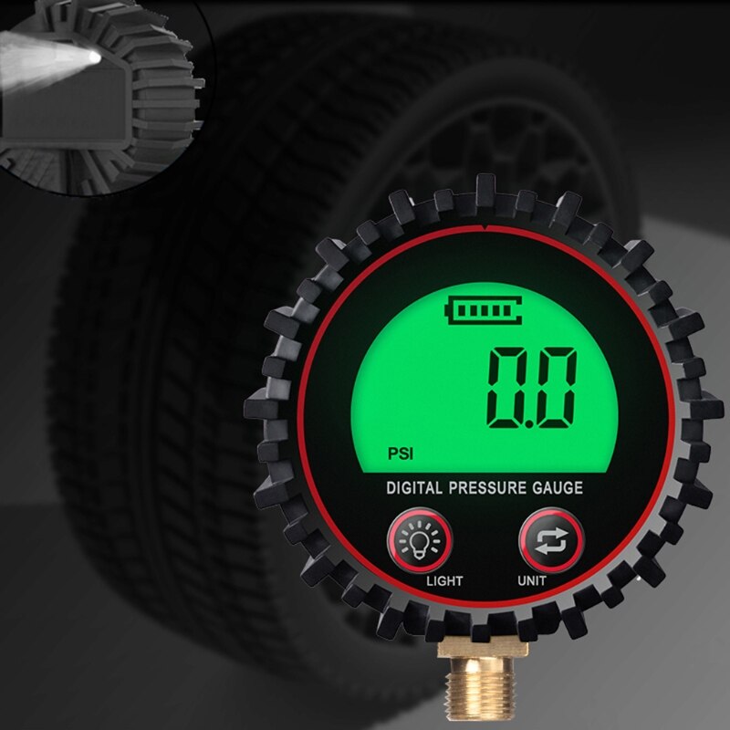 Digital air pressure gauge, battery powered, with led light , 0-255 psi accuracy, 1%  professional gauges