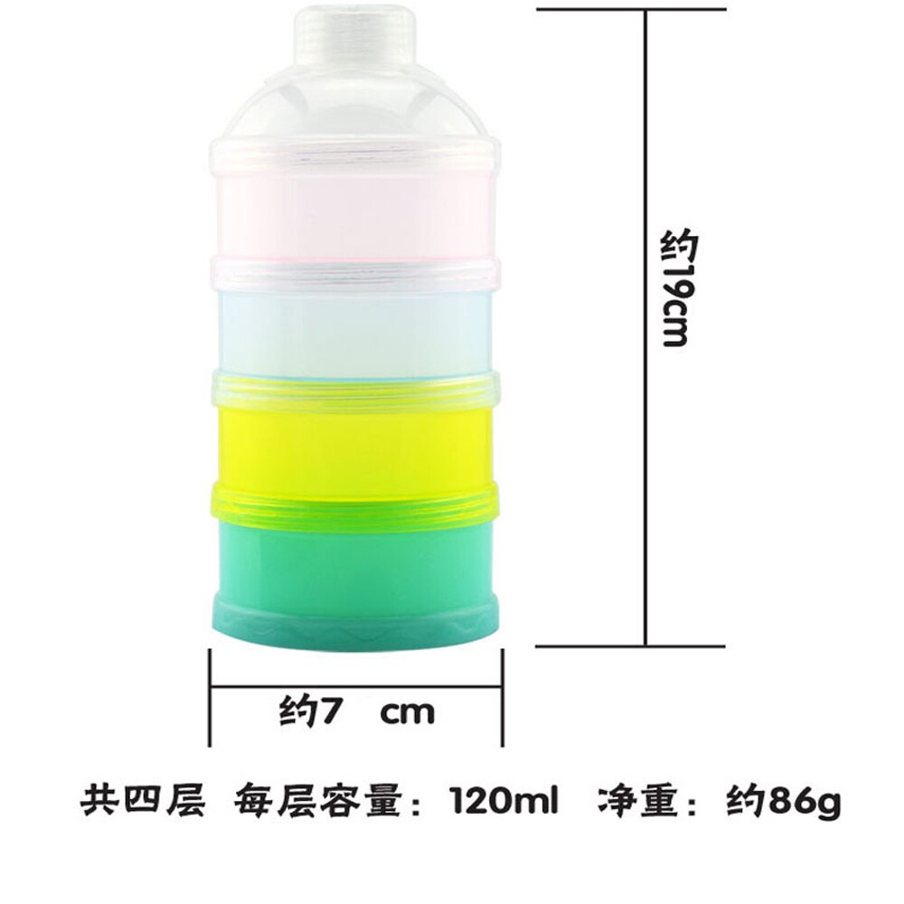 1Set Portable Baby Milk Powder Formula Dispenser Food Container 4 Cells Grid Box Independent Compartments Rotate Openings Bottle
