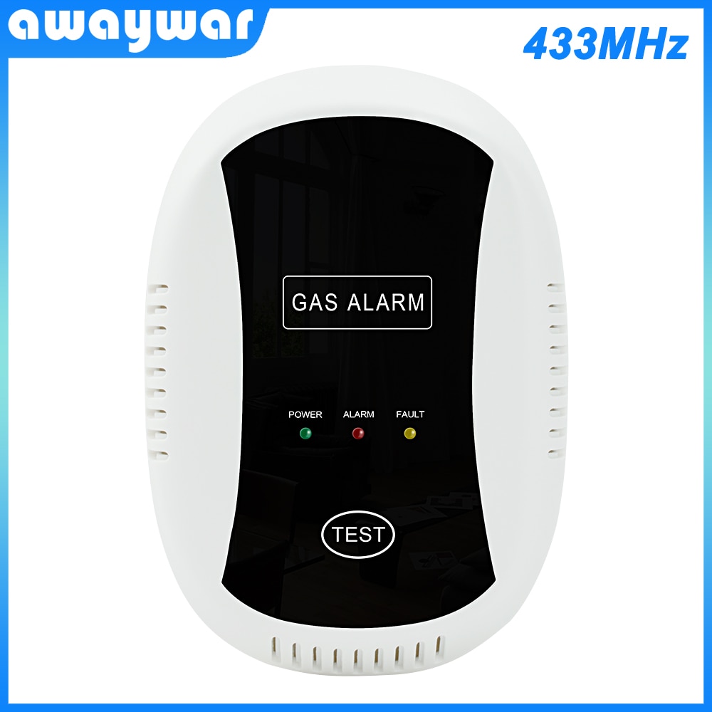 Awaywar 433Mhz Gas Alarm Lpg Detector Draadloze Sensor Voor Smart Home Alarm Systeem Auto Detecteren Ingebouwde Sirene brandpreventie