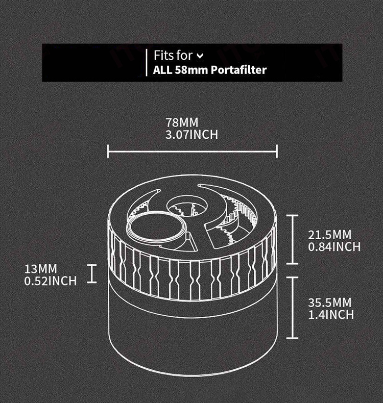 ITOP NCD58 Distribuidor de café con aguja y manipulación de aguja de 58 mm/54 mm/51 mm con herramienta de café de aluminio espacial y acero inoxidable