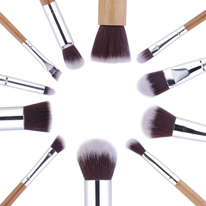 Foundation Brushes 11 Piece Soft Bamboo Practical Kabuki Brushes Makeup Brush Set For Eye Shadow Kit With Cloth Bag