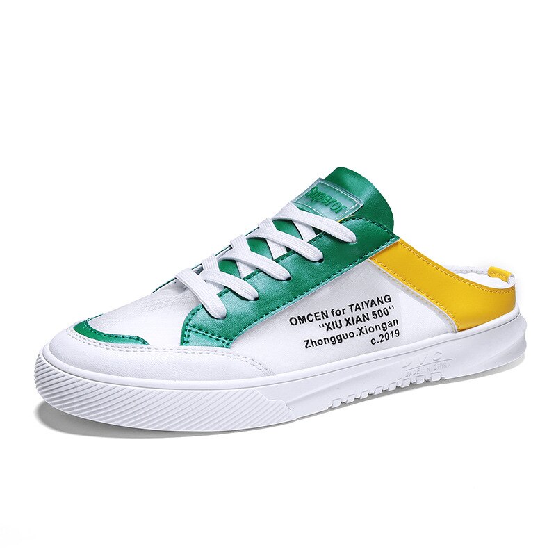 Chaussures paresseuses à une pédale pour hommes, demi-pantoufles d'été, en maille, baskets respirantes, nouvelle tendance étudiant,