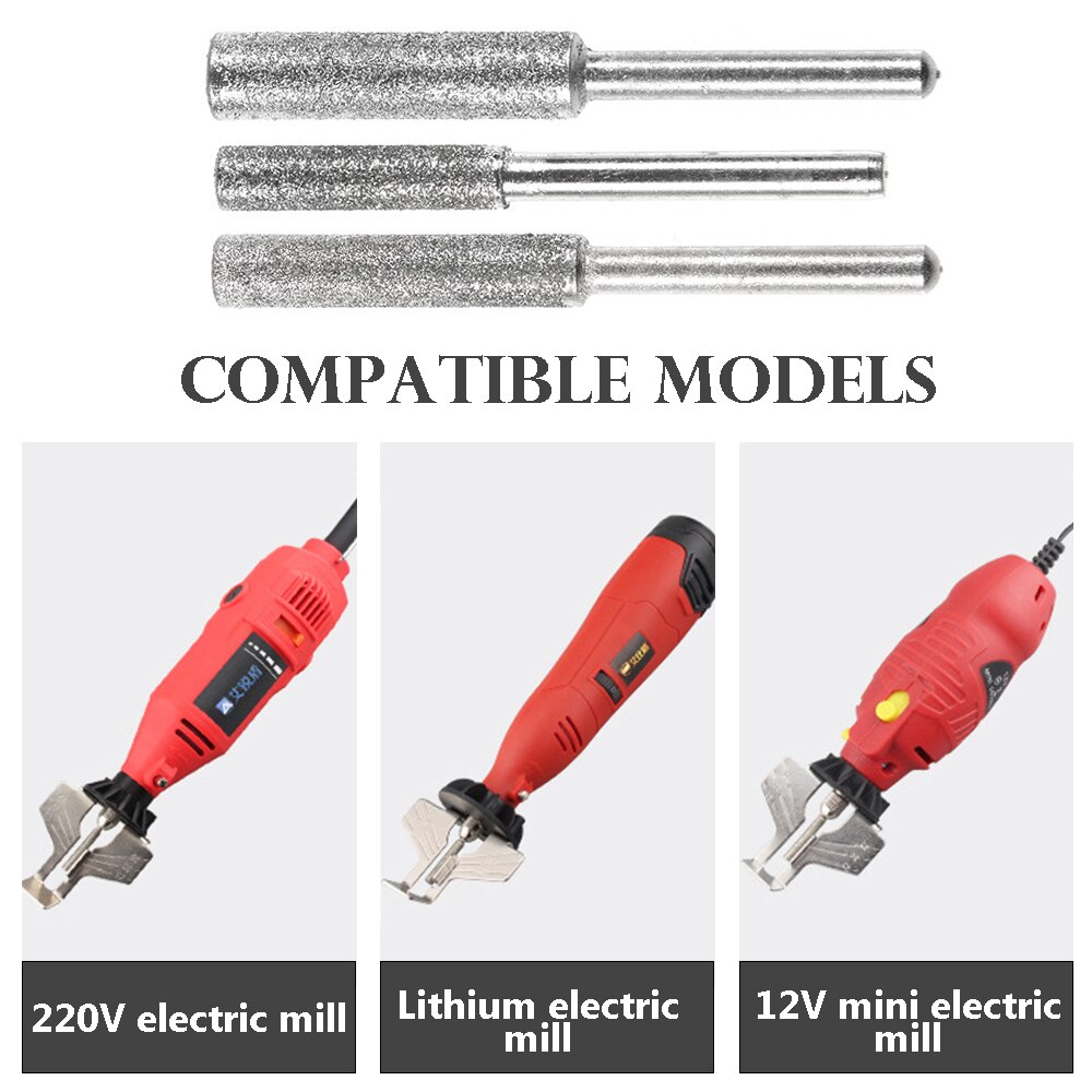 Fresa cilíndrica recubierta de Diamante, de 4mm de motosierra afilador, Lima de piedra, sierra de cadena, afilado, herramientas de molienda para tallado, 5 uds.