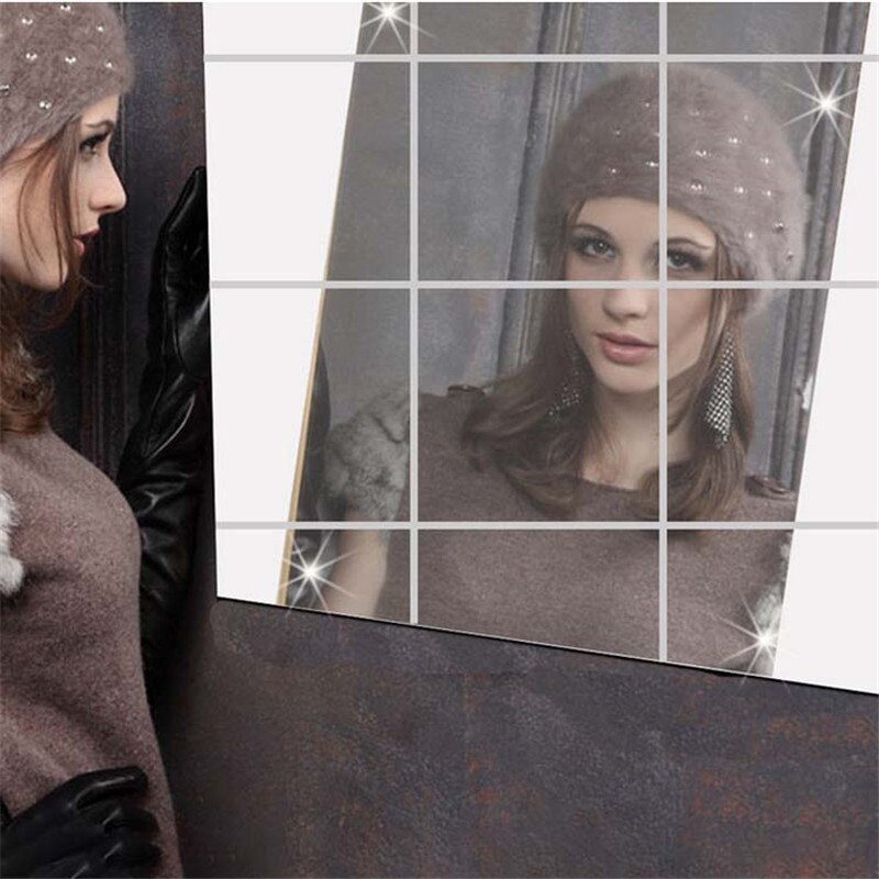 Specchio quadrato deprecativo autoadesivo specchio da parete adesivi specchio da bagno soggiorno decorazione da parete specchio per arredamento fai da te per la casa