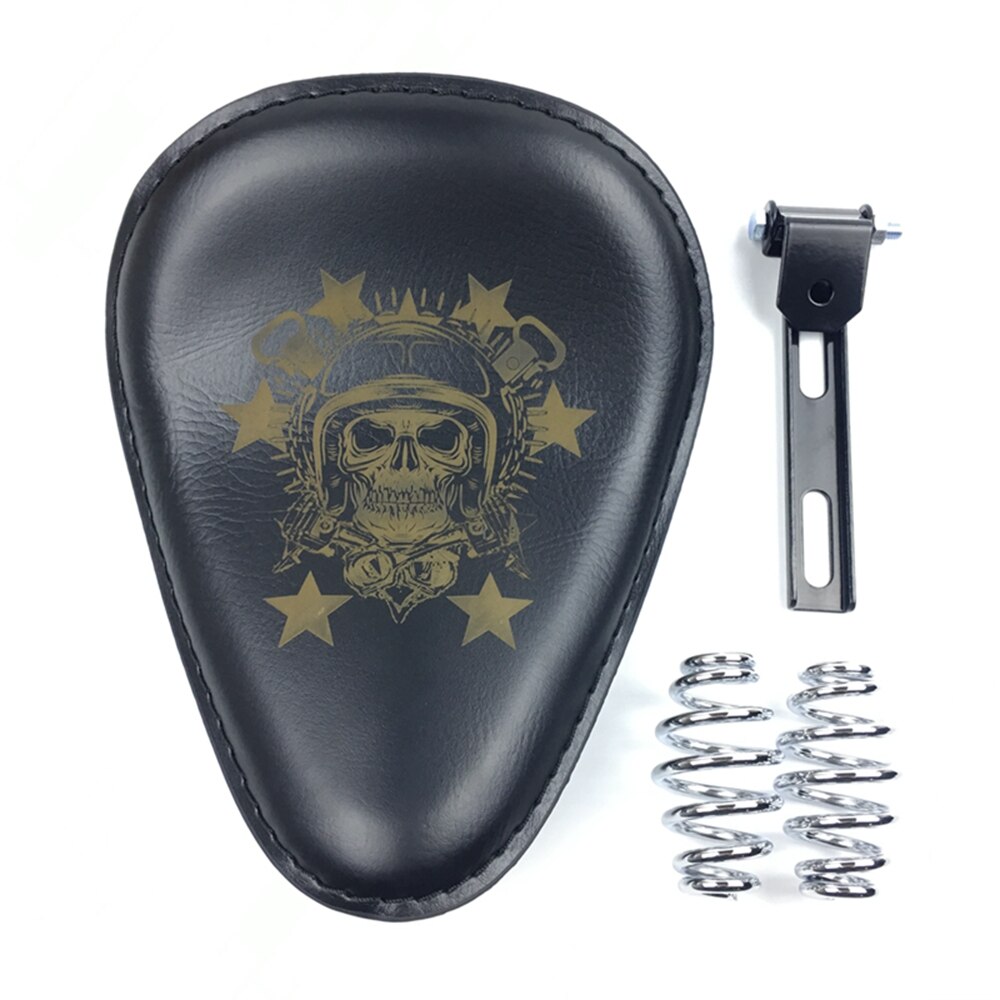Aangepaste motorfiets pu lederen zadelkussens 3 "veren solo beugelzadel universeel voor harley chopper bobber cafe racer