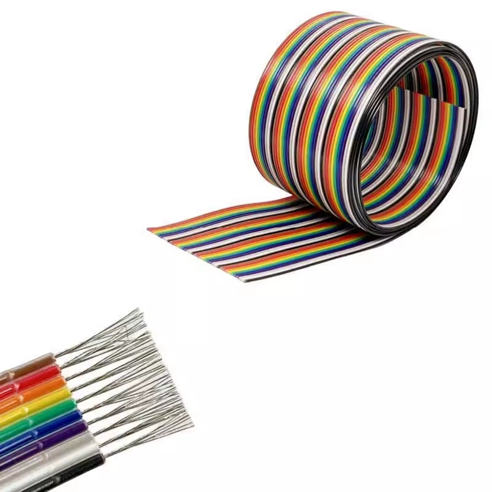 1m färgade bandkabelavstånd 1.27mm regnbågsfärgade dupont-trådar idc-anslutningskabel 6/8/9/10/12/16/20/40/50/60-64p