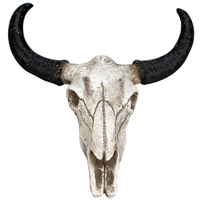 Harpiks langhorn ko kraniet hoved væghængende indretning 3d dyreliv dyreliv skulptur figurer håndværk horn til hjem halloween indretning