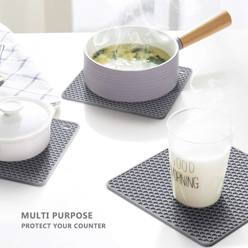 Square Honeycombs Placemat Food-Grade Silicone Heat Insulation Mat Anti-Scald Thickened Microwave Oven Mat DAG-ship