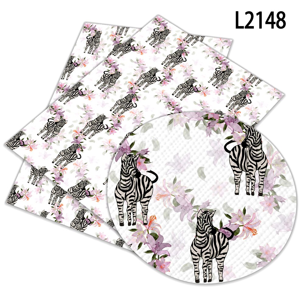 Zebra Pattern Printed Faux Leather A4 22x30cm for Cloth DIY Decoration Crafts L214 L215