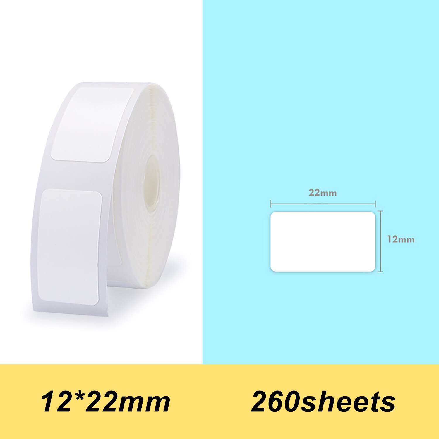 Étiquettes d'impression thermique prix nom étiquettes étanche larme résistant 12*22mm 260 pièces/rouleau pour la maison organisateur supermarché: Jaune clair