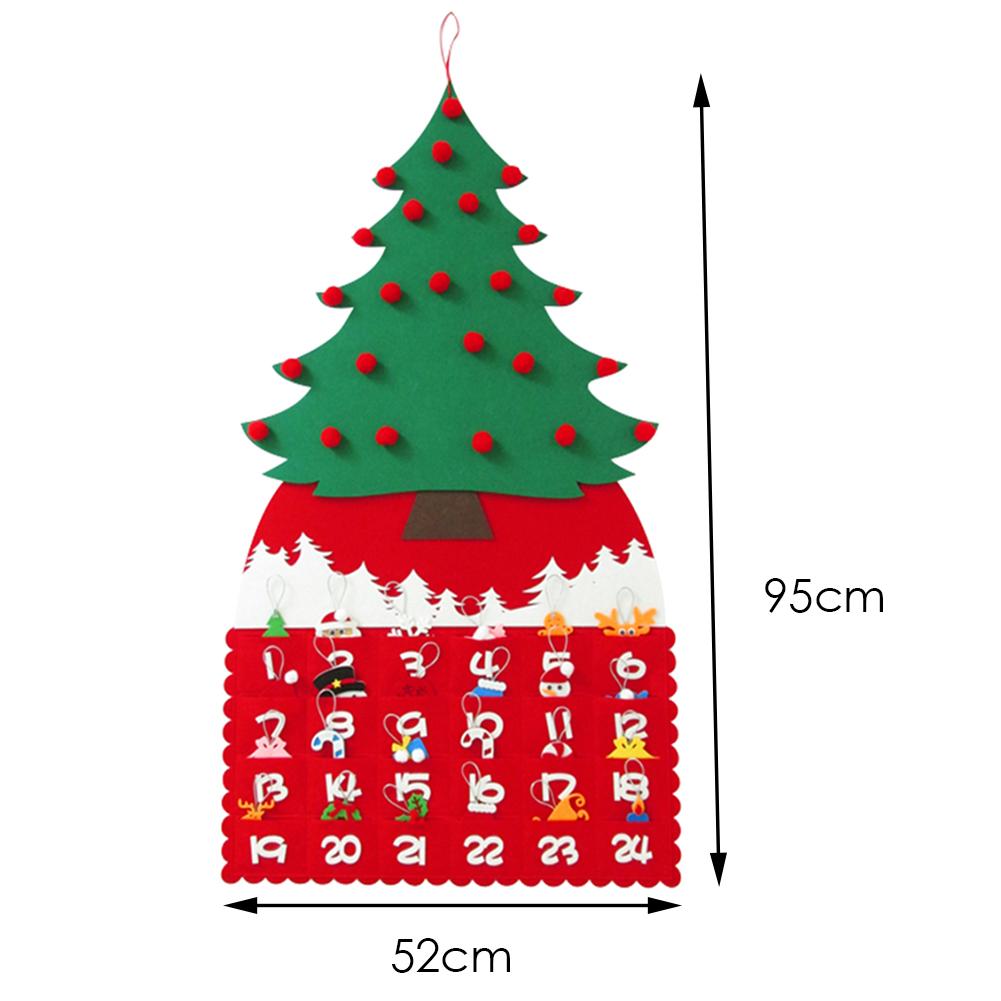 DIY Christmas Tree Felt Advent Calendar Countdown to Year Homemade Advent Calendar Christmas Party Decoration 52x95cm