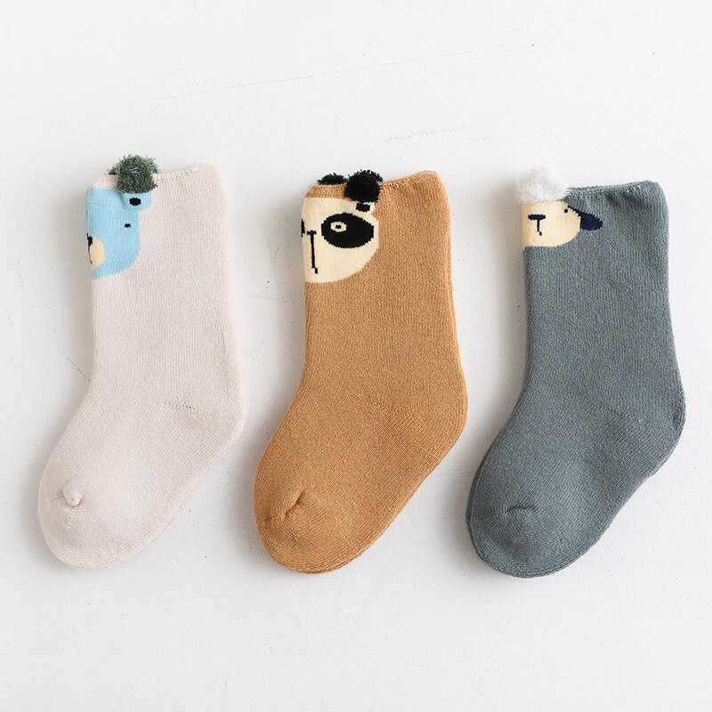 3 paia 0-4T calzini per bambini autunno e inverno tenere al caldo cartone animato spugna ispessita calzini per ragazzi e ragazze neonati Bebes accessori: dog / SS (0-1Y)