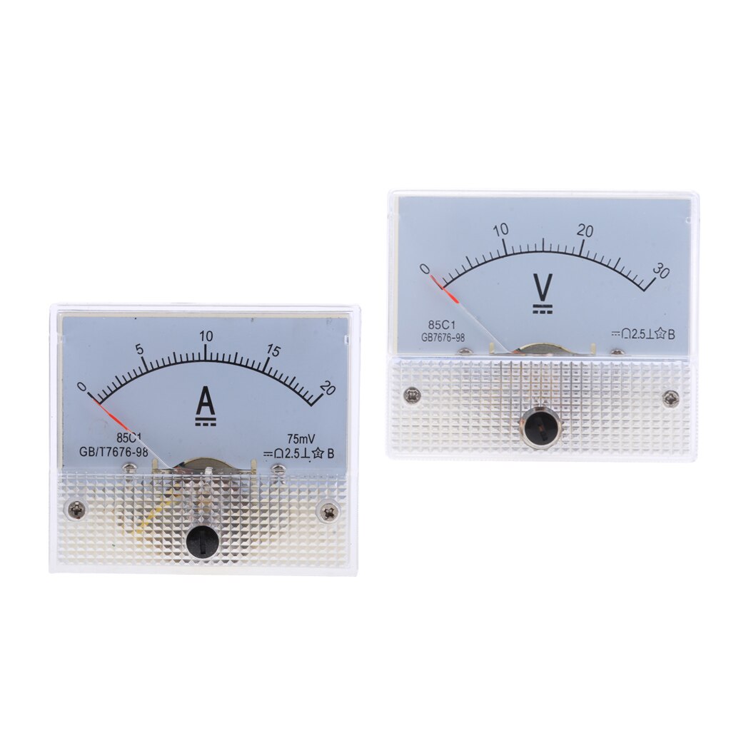 2 x Kunststoff DC 0-20A/0-30V Analog Amp Meter Amperemeter Aktuelle Panel
