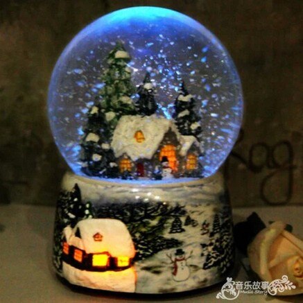 Weihnachten Schneekugel Schnee Haus Kristall Ball Drehen Licht Stimme Kontrolle Musik Kasten Schloss Ich bin Himmel Geburtstag für freundin